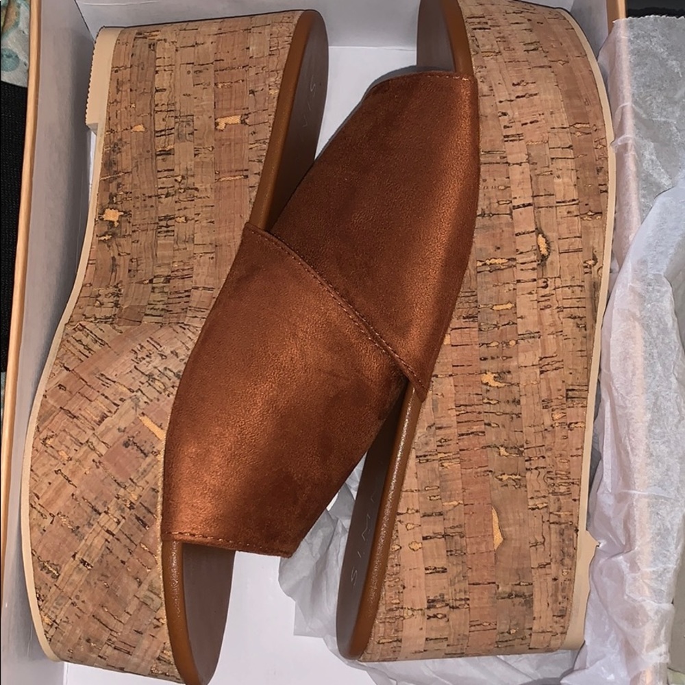 Tan Suede Cork Flatform Mules BRAND NEW